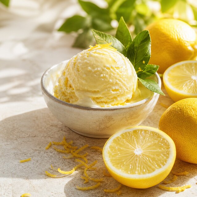Eiskugel Geschmacksrichtung Zitrone